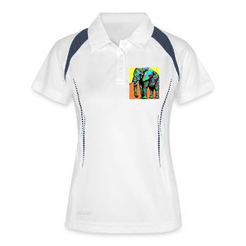 Elefant - Frauen Polo atmungsaktiv - Weiß/Navy - Vorne