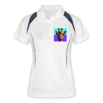 girafe - Polo respirant Femme - blanc/marine - Devant