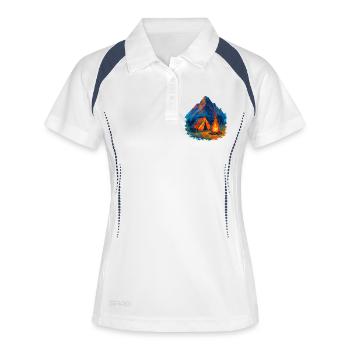 Mountain tent in a sea of flames - Women's Polo breathable - white/navy - Front