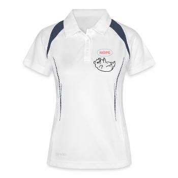 Bulle de dialogue de bande dessinée Hamster Nope - Polo respirant Femme - blanc/marine - Devant
