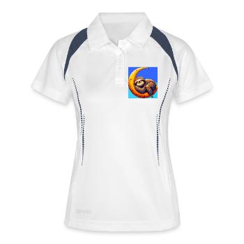 La paresse dort sur la Lune - Polo respirant Femme - blanc/marine - Devant