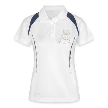 Süßer Waschbär Silhouette Minimalistisch - Frauen Polo atmungsaktiv - Weiß/Navy - Vorne