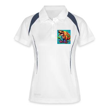 Dinosaurier - Frauen Polo atmungsaktiv - Weiß/Navy - Vorne