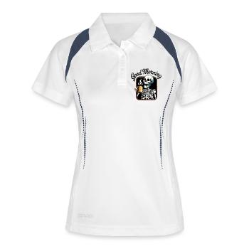 Coffee Skeleton with Steaming Cup - Women's Polo breathable - white/navy - Front