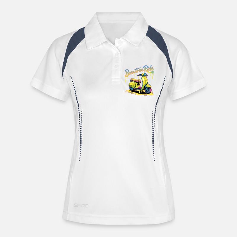 Born To Ride Scooter Neon Splash - Women's Polo breathable - white/navy