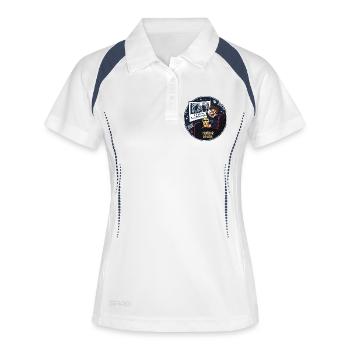Conception de nuit cinéma pour amateurs d’horreur - Polo respirant Femme - blanc/marine - Devant