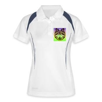 Wolf - Frauen Polo atmungsaktiv - Weiß/Navy - Vorne
