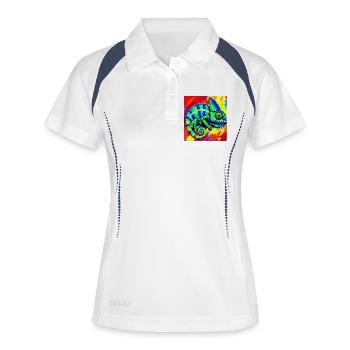 caméléon - Polo respirant Femme - blanc/marine - Devant