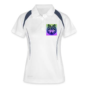 Wolf - Frauen Polo atmungsaktiv - Weiß/Navy - Vorne