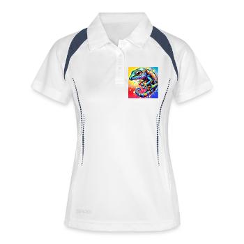 Gecko - Frauen Polo atmungsaktiv - Weiß/Navy - Vorne