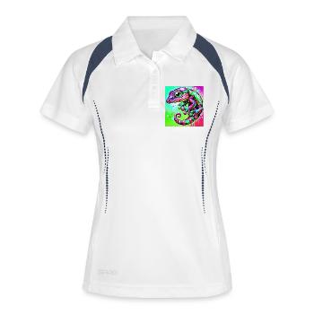 Gecko - Frauen Polo atmungsaktiv - Weiß/Navy - Vorne