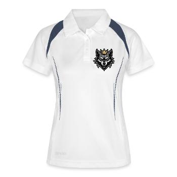 Wolf Kopf Krone - Frauen Polo atmungsaktiv - Weiß/Navy - Vorne
