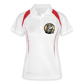 Igel Bier Lustig - Frauen Polo atmungsaktiv - Weiß/Navy - Vorne
