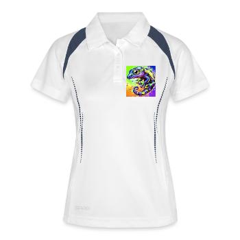 Gecko - Frauen Polo atmungsaktiv - Weiß/Navy - Vorne