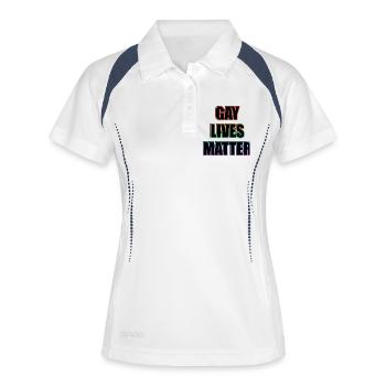 GAY LIVES MATTER LGBT Pride Month Regenbogen-Slogan - Frauen Polo atmungsaktiv - Weiß/Navy - Vorne