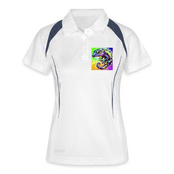 Gecko - Frauen Polo atmungsaktiv - Weiß/Navy - Vorne