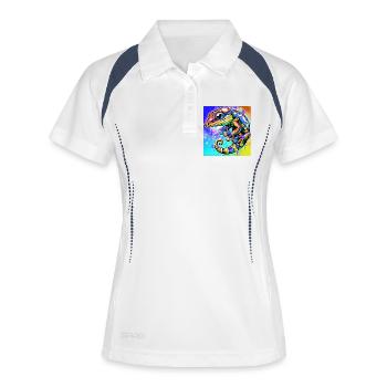 Gecko - Frauen Polo atmungsaktiv - Weiß/Navy - Vorne