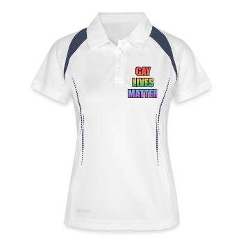 Gay Lives Matter Regenbogen-Tee - Frauen Polo atmungsaktiv - Weiß/Navy - Vorne