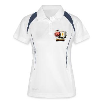 Kaffeegetriebenes Gehirn - Frauen Polo atmungsaktiv - Weiß/Navy - Vorne