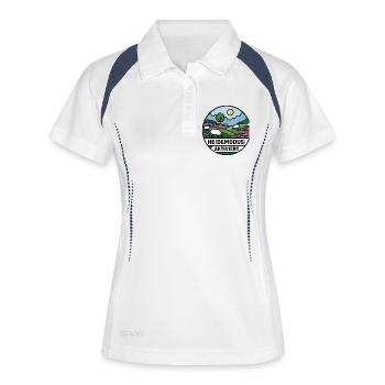 Lüneburger Heide Heidemodus Aktiviert  - Frauen Polo atmungsaktiv - Weiß/Navy - Vorne