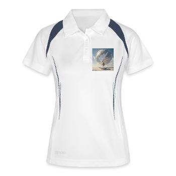 Boxer devant la spirale orbitale - Polo respirant Femme - blanc/marine - Devant