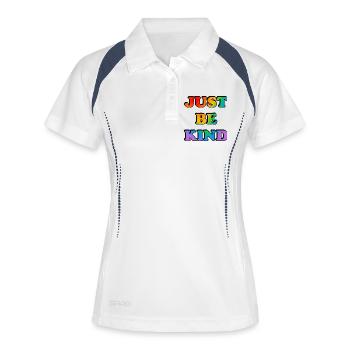 Texte arc-en-ciel juste gentil - Polo respirant Femme - blanc/marine - Devant