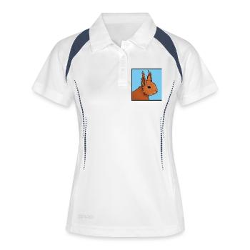 Portrait d’écureuil sur Sky Blue - Polo respirant Femme - blanc/marine - Devant