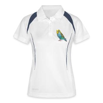 Cadeau de l’Oiseau Perruche - Polo respirant Femme - blanc/marine - Devant