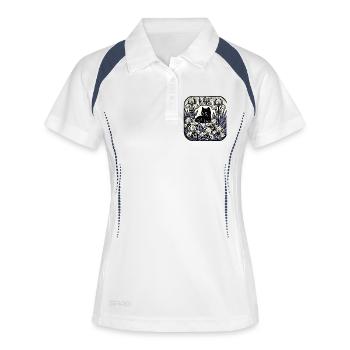 Nocturne Cat in Iris Moon - Frauen Polo atmungsaktiv - Weiß/Navy - Vorne