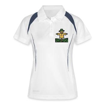 Icône du champ de l’Épouvantail - Polo respirant Femme - blanc/marine - Devant