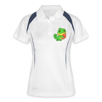 Dino-Gridiron-Niedlichkeit - Frauen Polo atmungsaktiv - Weiß/Navy - Vorne