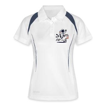 Astronauten-Bullenritt - Frauen Polo atmungsaktiv - Weiß/Navy - Vorne
