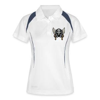 Valkyrie Helm mit Flügeln - Frauen Polo atmungsaktiv - Weiß/Navy - Vorne