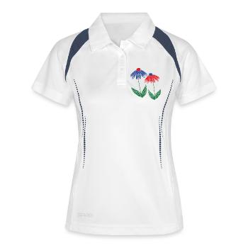Fleurs Bleu Rouge - Polo respirant Femme - blanc/marine - Devant