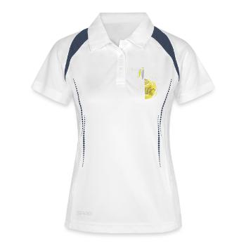 Ornement en spirale florale - Polo respirant Femme - blanc/marine - Devant