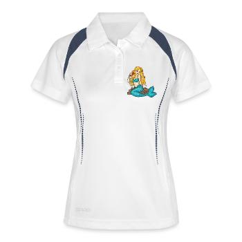 Sirène sur un rocher - Polo respirant Femme - blanc/marine - Devant