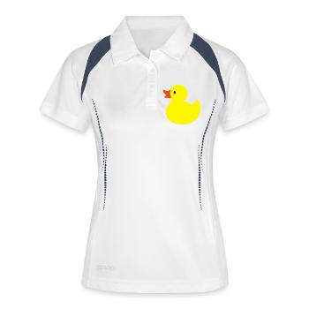 Drôle de petit canard en jaune - Polo respirant Femme - blanc/marine - Devant