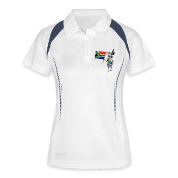 Südafrikaner Zebra - Frauen Polo atmungsaktiv - Weiß/Navy - Vorne