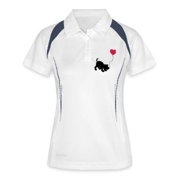 hund mit Luftballon - herz doglover - Kindermotiv - Frauen Polo atmungsaktiv - Weiß/Navy - Vorne