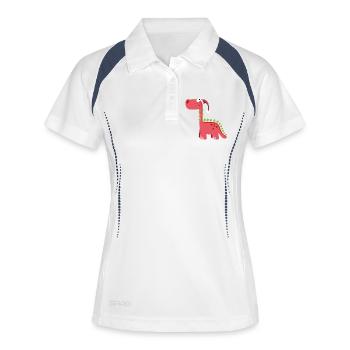 Der süße Weihnachts Dino - Weihnachten - Geschenk - Frauen Polo atmungsaktiv - Weiß/Navy - Vorne