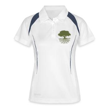 tree roots green - Frauen Polo atmungsaktiv - Weiß/Navy - Vorne