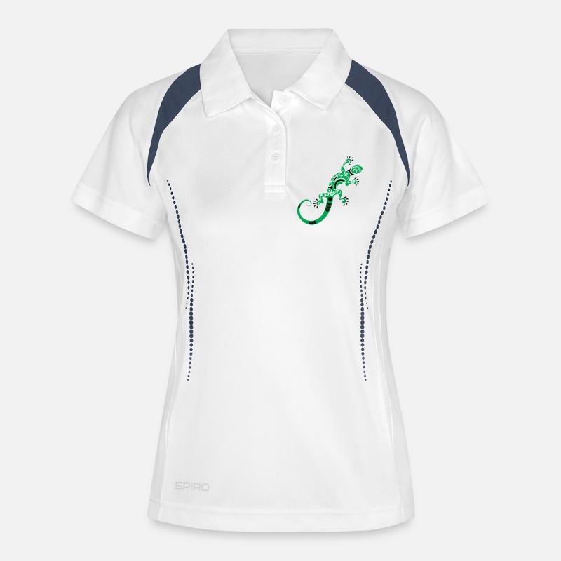 Green ornamental gecko pattern - Women's Polo breathable - white/navy
