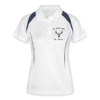 Je peux pas j'ai chasse féminin - Polo respirant Femme - blanc/marine - Devant