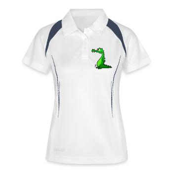Crocodile Full Color Design - Polo respirant Femme - blanc/marine - Devant