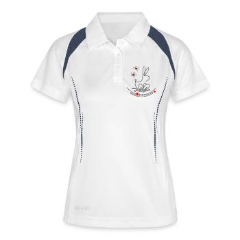 Osternest mit Osterhase - Frauen Polo atmungsaktiv - Weiß/Navy - Vorne