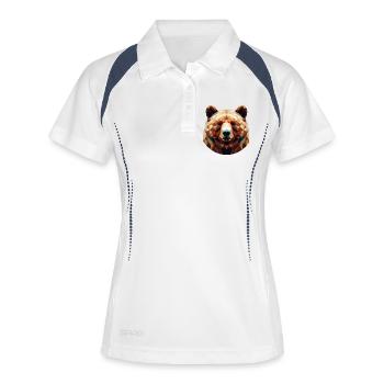 Polygon-Braunbär bär braunbär im polygon geometri - Frauen Polo atmungsaktiv - Weiß/Navy - Vorne