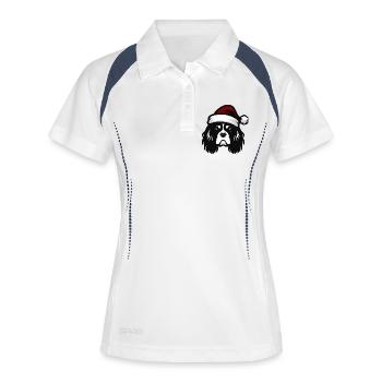 Bonnet Noël Cavalier King | Tenue Hivernale - Polo respirant Femme - blanc/marine - Devant