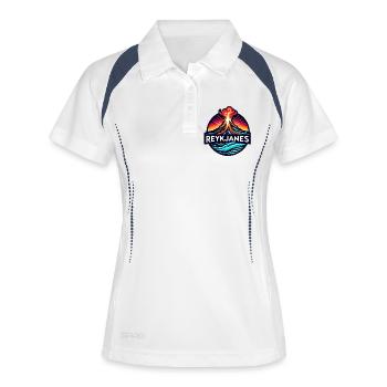 Ausbruch des Vulkans Reykjanes in Island. Vulkan - Frauen Polo atmungsaktiv - Weiß/Navy - Vorne