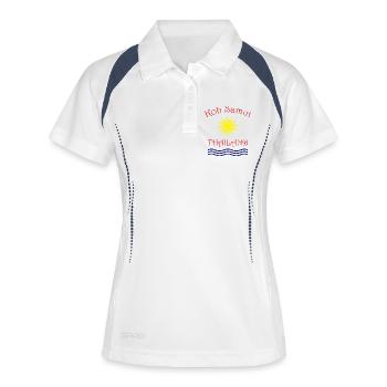 Conception du soleil et des vagues de Koh Samui - Polo respirant Femme - blanc/marine - Devant