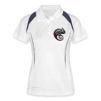 Chamäleon - Frauen Polo atmungsaktiv - Weiß/Navy - Vorne